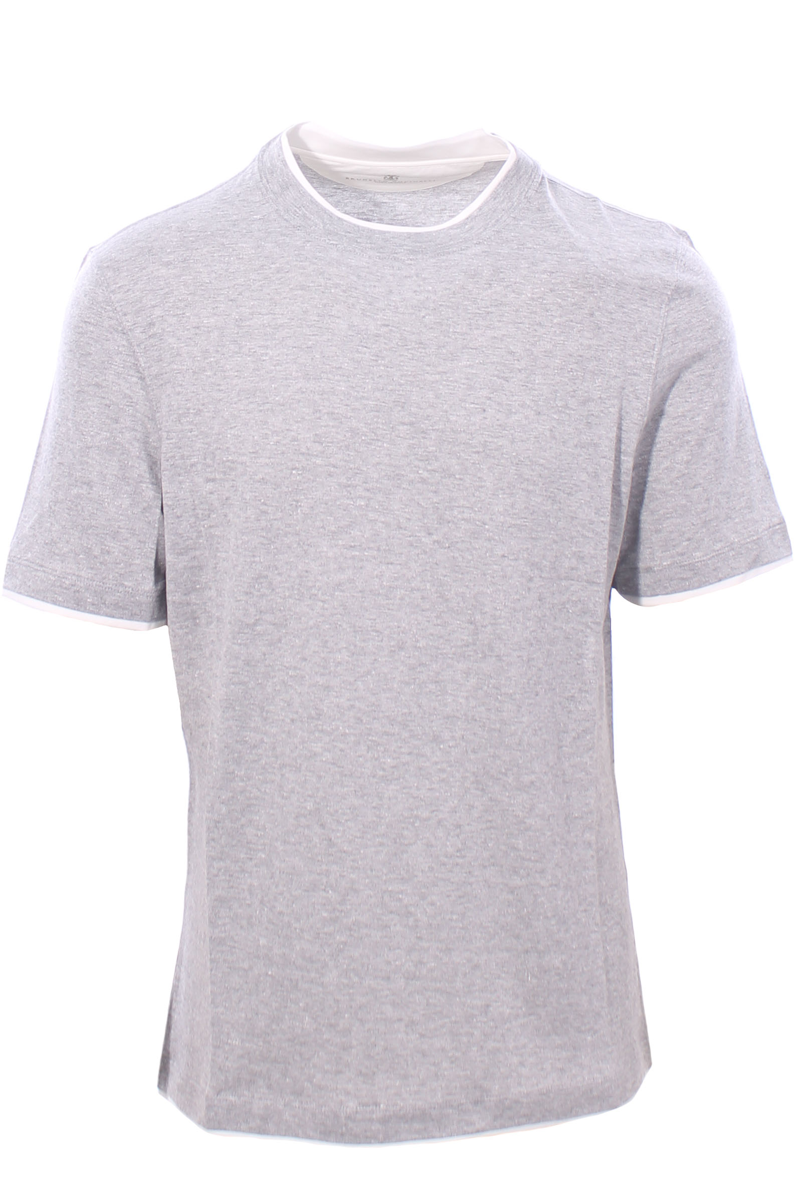 【関税・送料込み】BRUNELLO CUCINELLI GREY COTTON T-SHIRT Brunello Cucinelli women's Cotton T-shirt with monil chain